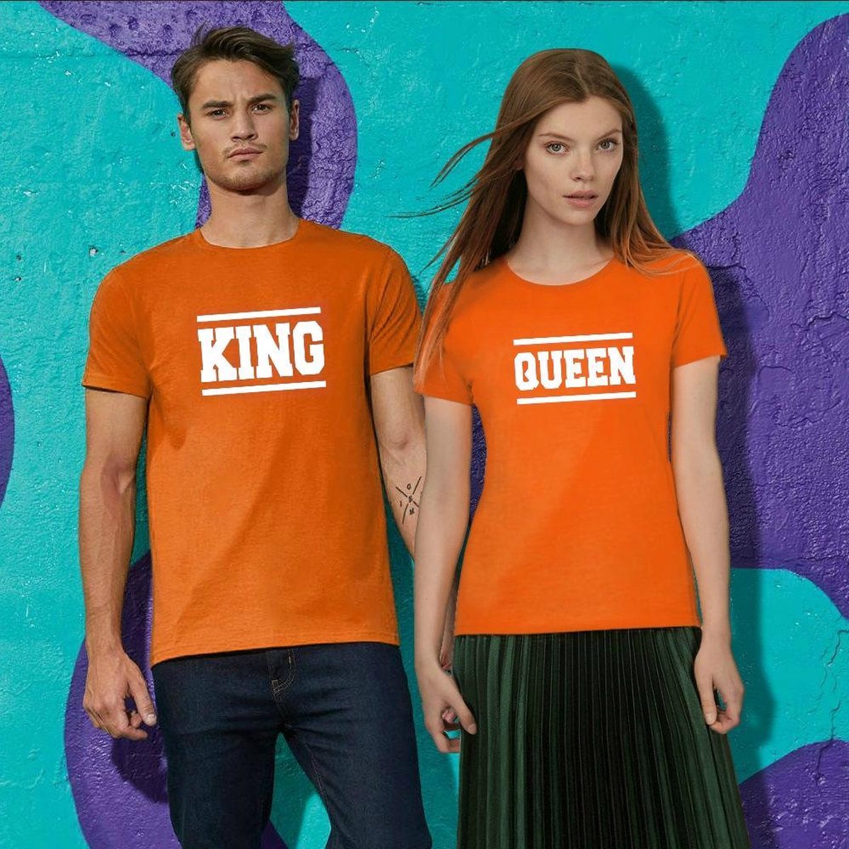 Oranje Koningsdag T-Shirt Stripes (DAMES - MAAT XXL) | Oranje Kleding & Shirts | Feestkleding